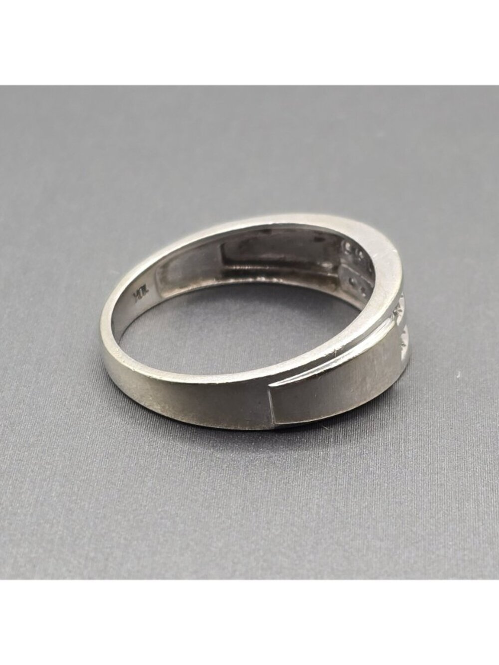 10k White Gold Natural Diamond Channel Set Band Ring Size 10.25 Signed NDI 4.05g - Picture 2 of 16